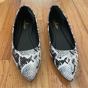 Lulu's Black and White Snakeskin Flats